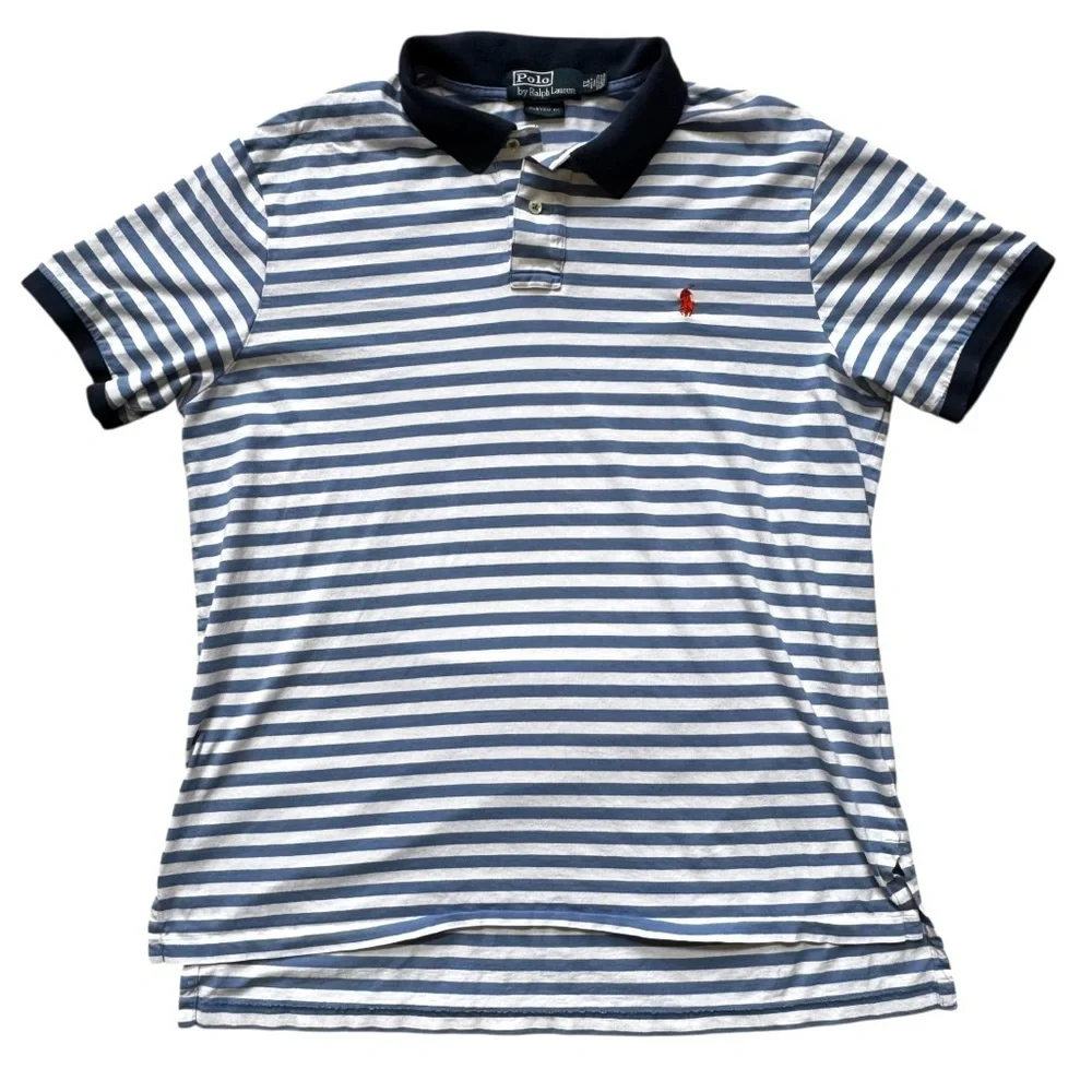 Polo Ralph Lauren‎ Mens Collar Shirt Striped with Orange Pony Logo XL